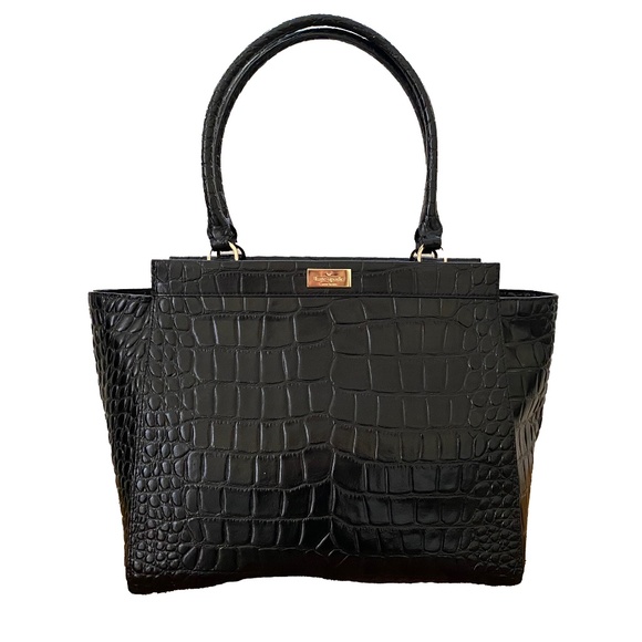 kate spade Handbags - 🤩HP🤩 Kate Spade Alice Ridgely Avenue Blk Patent Leather Croc Print Tote